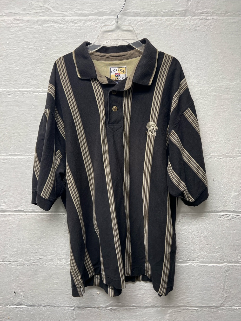 Cutter & Buck Striped Iowa Hawkeyes Polo Shirt
